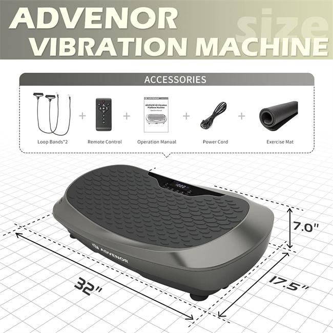 4D Vibration Plate Exercise Machine Triple Motor 120 Speed w/Loop Bands Whole Body Workout Fitness 3D/4D Vibration Platform Whole Body Vibration Machine for Home Fitness